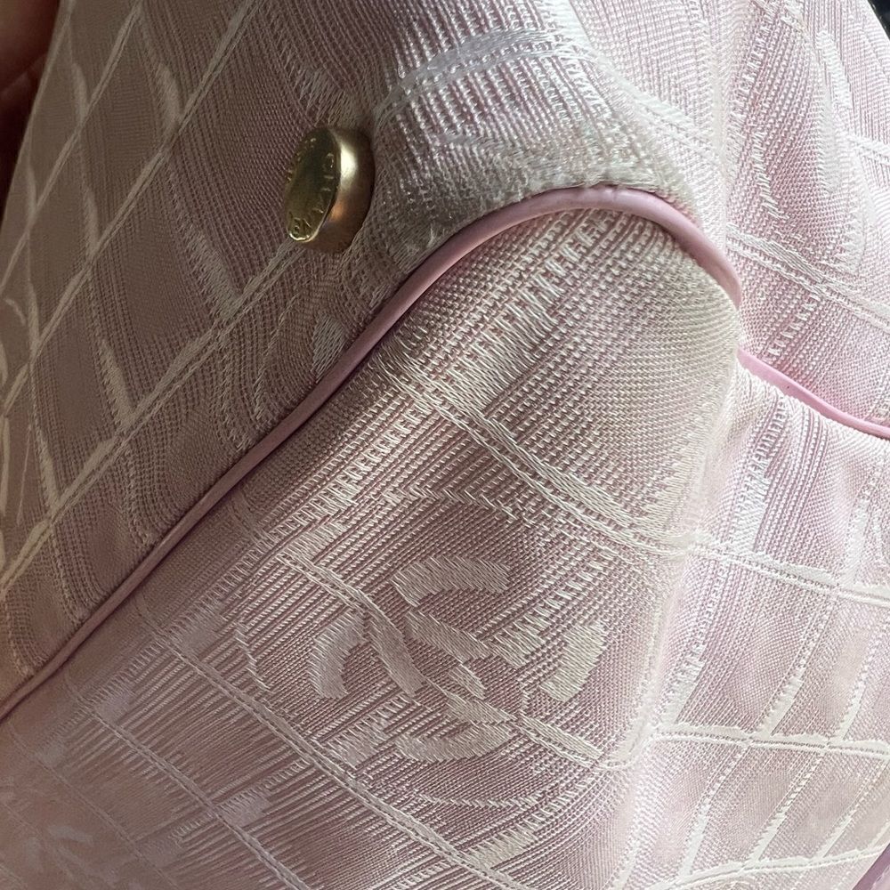 AUTH CHANEL PINK CLOTH TOTE BAG - Picture 6 of 12